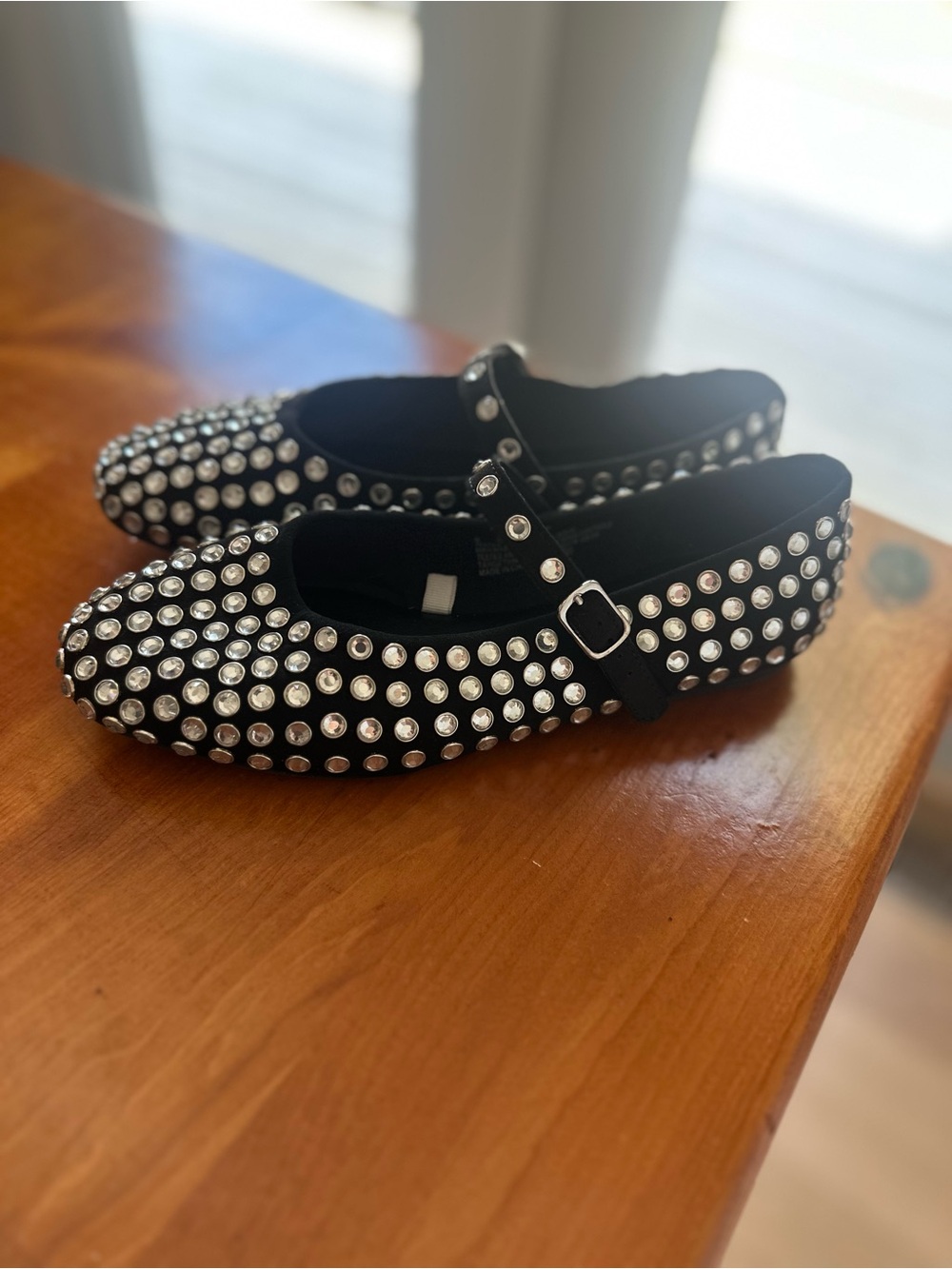 a new day Black Mary Jane Flats with Silver Studs